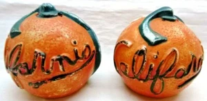 CA-California Oranges-Salt & Pepper Shakers, 2" Tall, Hand-Painted, Ceramic  - Picture 1 of 5