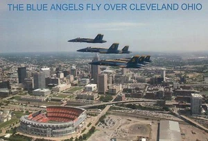 Blue Angels Over Cleveland Ohio FirstEnergy Stadium NFL Browns Planes - Postcard - Picture 1 of 2