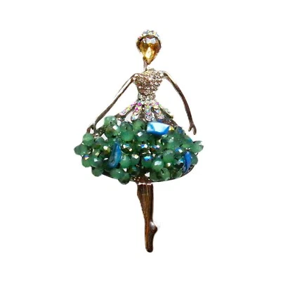 Broche broche bailarina bailarina con cuentas de cristal azul y concha, cristales transparentes nuevo Foto 1 de 4