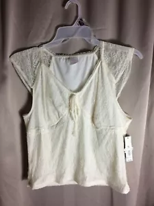 No Boundaries Damen Top Größe 19 Elfenbein Ärmellos Spitze Bluse Shirt - Bild 1 von 6