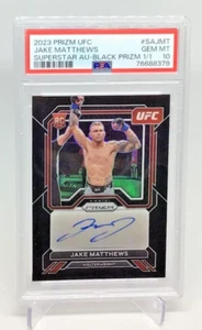 PSA 10 - 2023 Prizm UFC - Superstar - JAKE MATTHEWS BLACK RC AUTO TRUE #1/1 MADE - Picture 1 of 2