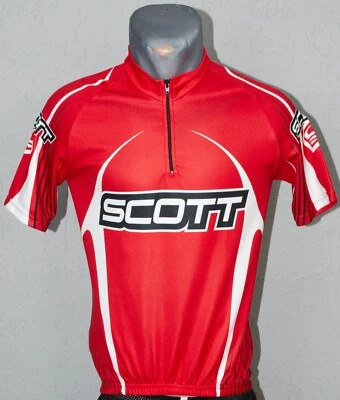 Camiseta deportiva de ciclismo Scott roja italiana para hombre con cremallera completa talla S Foto 1 de 4