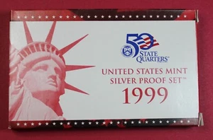 1999 UNITED STATES MINT SILVER PROOF SET W/OGP & COA - Imagen 1 de 3