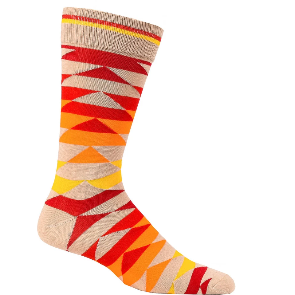 Para hombres George Moda Crew Vestido Calcetines Azteca Rojo/Amarillo/Naranja 1 Par Talla 6-12 Foto 1 de 3