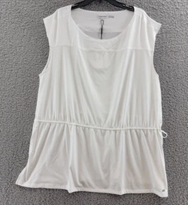 Calvin Klein Plus Size Cinched Waist Tunic Top Women's 3X White Crew Neck S/S - Picture 1 of 13