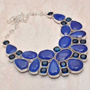Blue Sapphire Tanzanite Handmade Big Necklace Jewelry 125 Gms LBN-1247