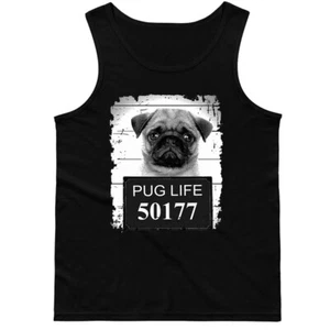 🔥 Mopsleben Mugshot Herren Unisex Tank Top Lustig Mops Welpe Kleine Hunde Gang Geschenk - Bild 1 von 4