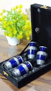 Pequeñas urnas de cremación para cenizas humanas, mini juego de 4 azules - Imagen 1 de 10