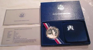 1986 Statue of Liberty Elis Island Commemorative Proof Dollar U.S. Mint Box COA  - Picture 1 of 3