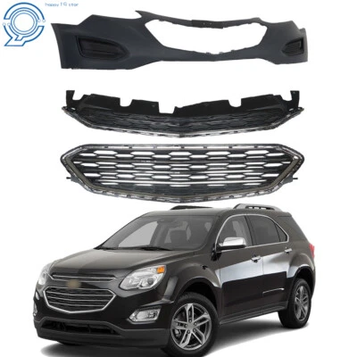 For 2016-2017 Chevy Equinox Front Bumper Cover Primed & Upper Lower Grille — 第 1/4 张图片