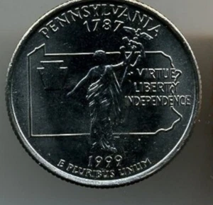 1999-P PENNSYLVANIA STATE QUARTER  1-COIN BRILLIANT UNCIRCULATED FREE SHIPPING - Picture 1 of 1