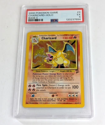 2000 Pokemon CHARIZARD Holo Rare 4/130 Base Set 2  PSA 5 EX Recently Graded - Image 1 of 3