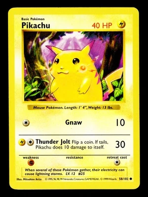 Pikachu (Red Cheeks) Common Base Set (Shadowless) 058/102 LP - Image 1 of 2