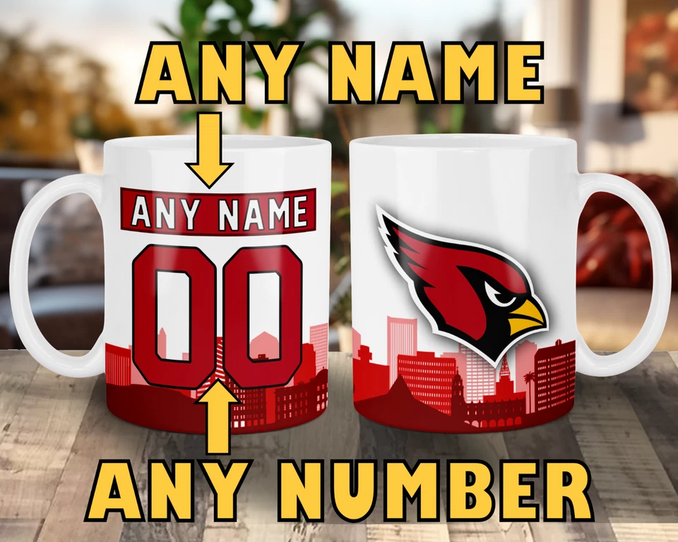 CUSTOMIZABLE Arizona Cardinals Skyline Jersey Mug - Any Name/Number - 11 oz. - Image 1 of 4