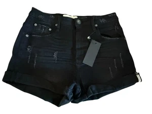 Pantalones cortos de mezclilla negros de tiro alto One Teaspoon Harlets - talla 28 australiana ((OT14) - Imagen 1 de 9