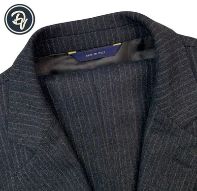 Mens 43 R Brooks Brothers 1818 Fitzgerald Italy Charcoal Grey Flannel Stripe - Image 1 of 4