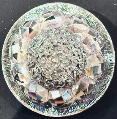 Impresionante botón grande de vidrio aurora boreal - lleno de color Foto 1 de 3