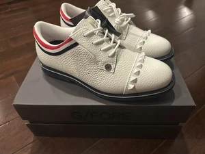 G/Fore Scarpe da Golf Donna 5.5 Bianco Navy Rosso Gallivanter Borchie Punta Alare - Foto 1 di 5