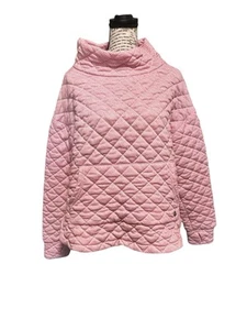 Jones New York Sport Quilted Pink White Chevron Funnel Neck Snap Side Y2K - Picture 1 of 10