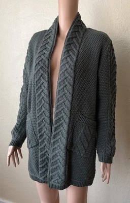 Aran Crafts Ireland Women’s 100% Merino Wool Open Cardigan Sweater Size M - Image 1 of 4