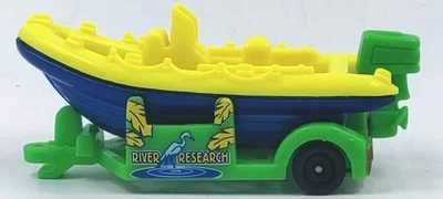 Matchbox 1998 bote balsa de aguas blancas y remolque amarillo verde bote de plástico 1:70 y Foto 1 de 4