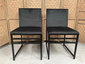 2x DUSK Rae Charcoal Velvet Dining Chairs, RRP £159 - Picture 1 of 3
