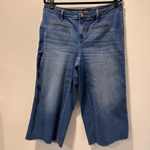 J Jill Damen kurze Jeans Größe 16/Petite Denim weites Bein hoher Bund - Bild 1 von 14