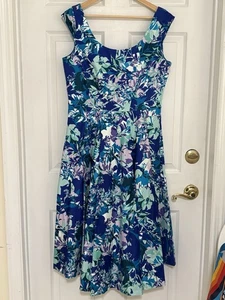 Calvin Klein Women's Size 12 Floral Fit & Flare Midi Cap Sleeve Dress - Picture 1 of 11