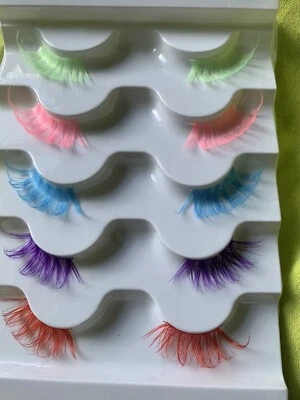 Half Eyelashes Bright colourful Reusable Cosplay Dress Up, Party Lashes - Image 1 of 2