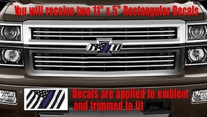 Thin Blue Line Flag Emblem OVERLAY Decals for Chevy Bowtie Emblem -2 U CUT - Picture 1 of 2