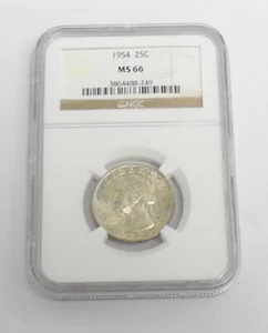 1954 P US Mint Silver Washington 25 Cent Quarter UNC Coin Certified NGC MS 66 - Picture 1 of 2