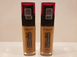 L'oreal~Lot of 2~Infallible Up-To 24H Fresh Wear Foundation w/SPF25~#488 Caramel - Picture 1 of 1