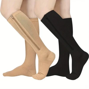 Zipper Compression Socks Closed Toe 20-30 mmHg Leg Circulation Pressure Support - Picture 1 of 22