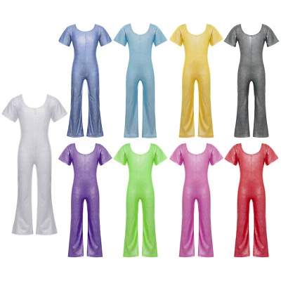 Girls Leotards Athletic Unitard Yoga Dancewear Kids Jumpsuit Gym Catsuit Ballet - Image 1 of 3