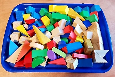 Wooden Blocks Over 20 Pounds 500+ Blocks Wood And Colored - Image 1 of 4