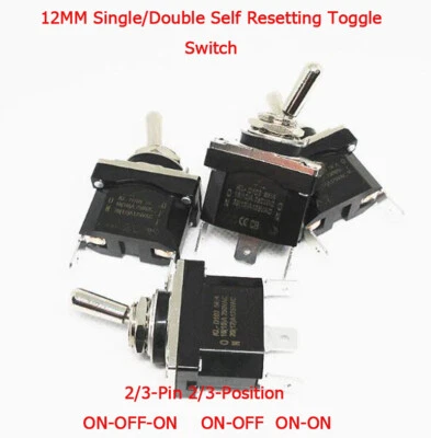 12mm Einfach/Doppelt Selbstrückstellender Kippschalter 2-Pin/3-Pin 2/3-Position - Bild 1 von 4