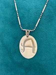 VTG Sterling Silver .925 Initial “A” Shell Pendant Necklace 18” Italy - Picture 1 of 12