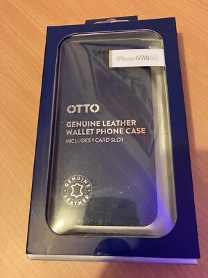 iPhone 6/7/8/SE Case - Otto: Leather Wallet Phone Case with 1 Card Slot: Blue! - image 1 of 2