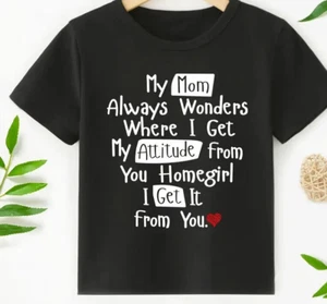 MOM ATTITUDE Print Boys T-shirt, Gildan - Picture 1 of 1