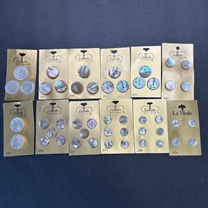 Vintage La Mode Shell Buttons New Old Stock On Original Cards 12 Full Cards - Picture 1 of 9