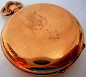 ANTIQUE MASONIC 1920,15 JEWELS BY V.W.C SWISS POCKET WATCH WITH GOLD PLATE CASE - Picture 1 of 17