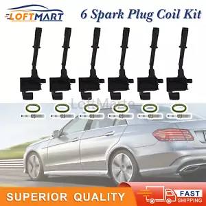 0041597503 Ignition Tune-Up 6 Spark Plug Coil Kit For C207 W212 W166 E350 3.5 V6 - Picture 1 of 12