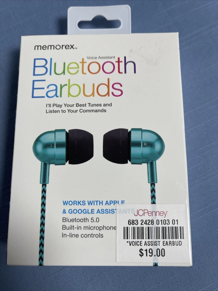 Auriculares Bluetooth Memorex asistente de voz color verde azulado nuevos en caja. Micrófono incorporado Foto 1 de 3