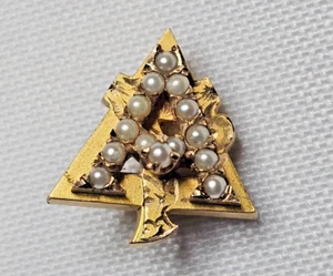 Vintage 10K Gold Pearl Alpha Gamma Delta Sorority Pin UNIV. OF CALIFORNIA 4.47g - Picture 1 of 9