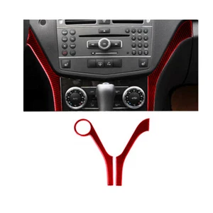 2x Red Carbon Fiber Center Console Trim For Mercedes-Benz C Class W204 2007-2010 - Picture 1 of 13