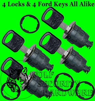 Ford Econoline E Series Van Set 4 Door Key Lock Cylinders W/4 OEM Ford Logo Keys - Image 1 of 2
