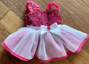 Vestido Build A Bear Vestido Rosa Conjunto Estrás Disfraz Tul Brillante Tela Felpa - Imagen 1 de 22