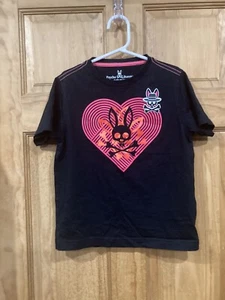 Psycho Bunny Ethan Deco Bunny Black Kids' Tee Shirt Small 7/8 - Picture 1 of 5