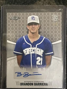 Brandon Barriera 2021 Leaf Perfect Game  Blank Back Silver AUTO 1/1  BLUE JAYS - Picture 1 of 3