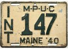 *99 Cent Sale*  1940 Maine Mpuc Interstate License Plate #147 No Reserve
